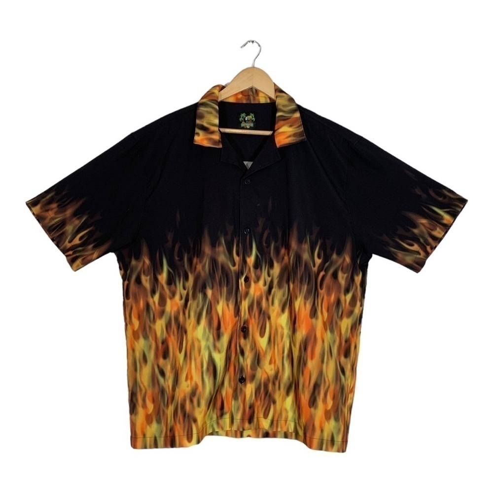 Vintage Bennys Flame Button Up Shirt Size XL